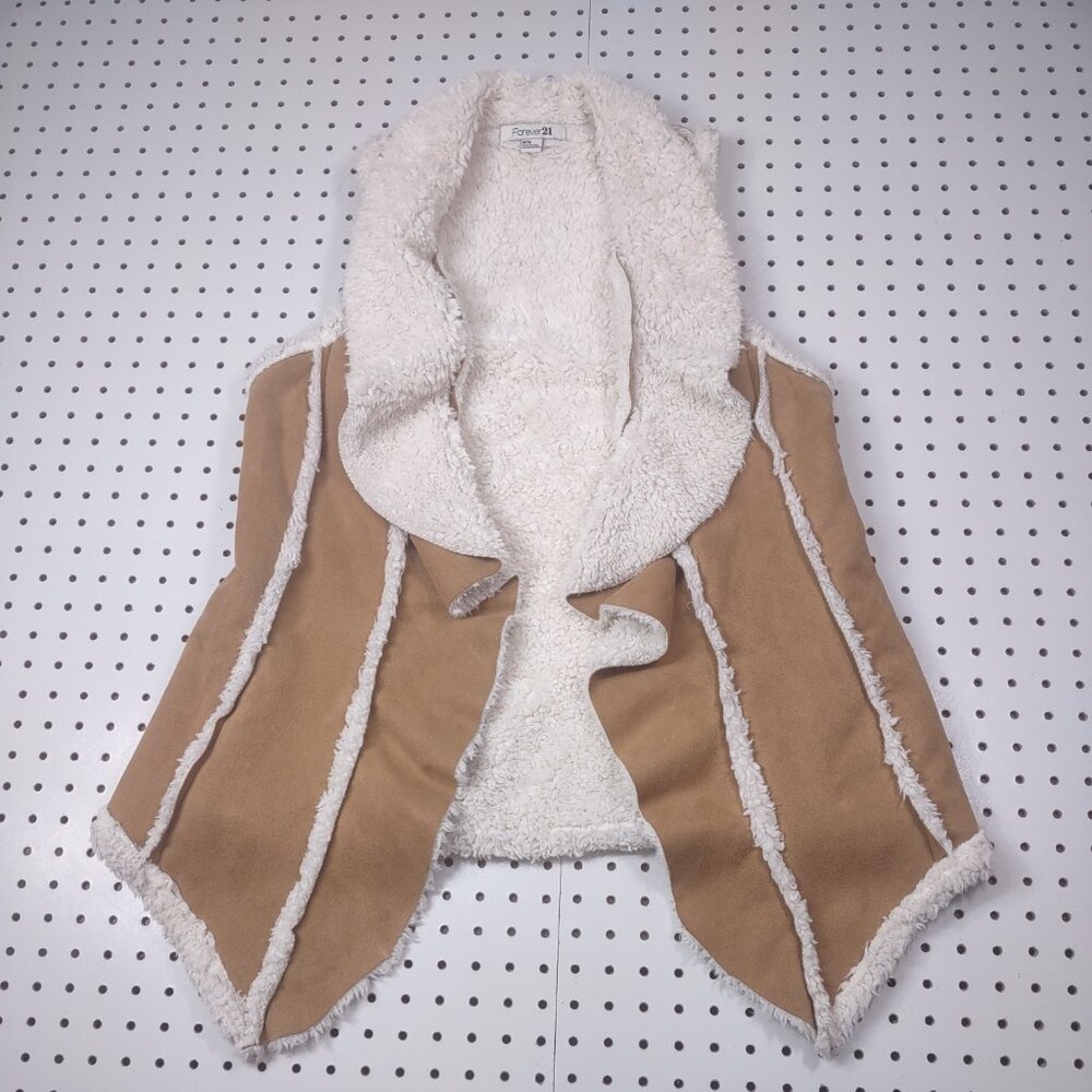Forever 21 Faux Suede, Sherpa Lined Vest, Size Medium